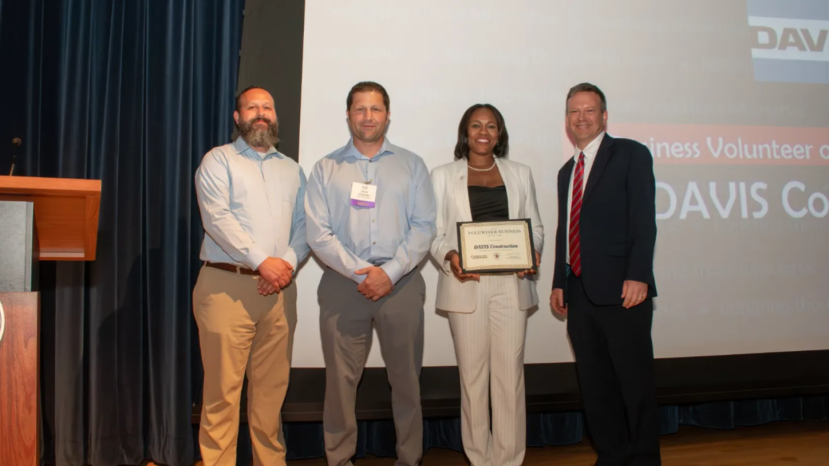DAVIS Construction is presented with the Volunteer Business of the Year award