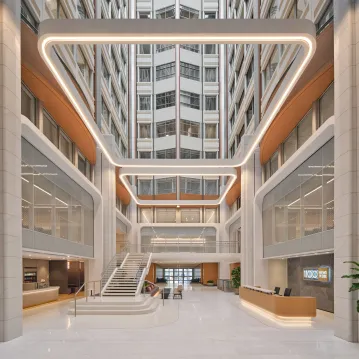 office lobby and staircase