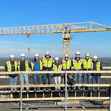 At the site of Reston Row’s future hotel and condominiums, our project team climbed to the tallest