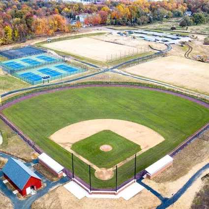Overhead shot of a baseball field