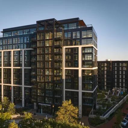 Exterior of apartment building