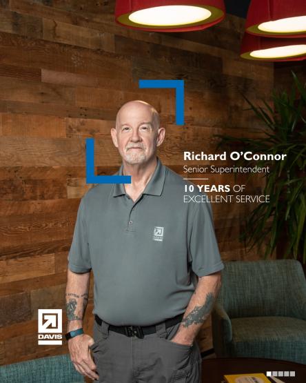 A decade can really fly by! Congratulations to Richard O'Connor for reaching 10 years with DAVIS! Hi
