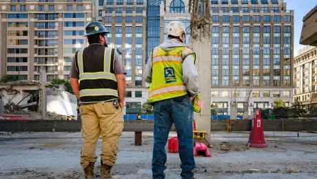 DAVIS employee looking onto jobsite