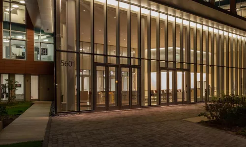 glass and metal building entrance