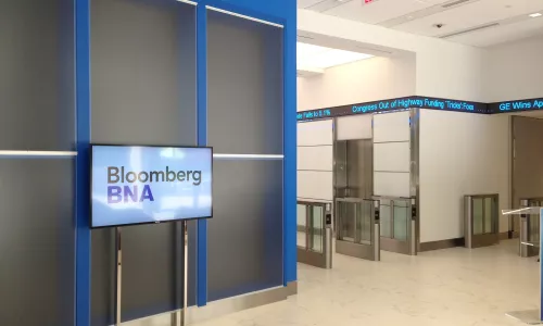 Interior photo of Bloomberg Industry Group's lobby