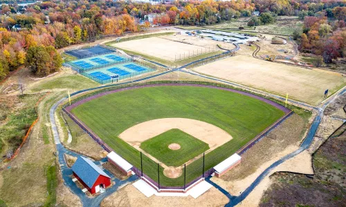Overhead shot of a baseball field