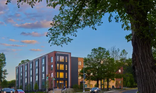 Exterior of apartment building