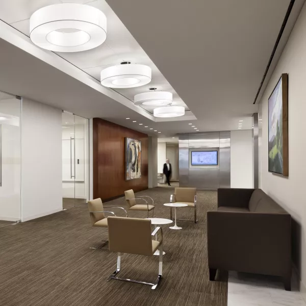 lobby area with conference rooms off to the side