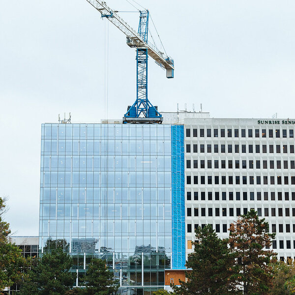 building with crane on top