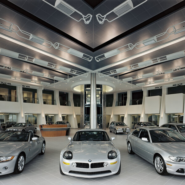 BMWs in showroom
