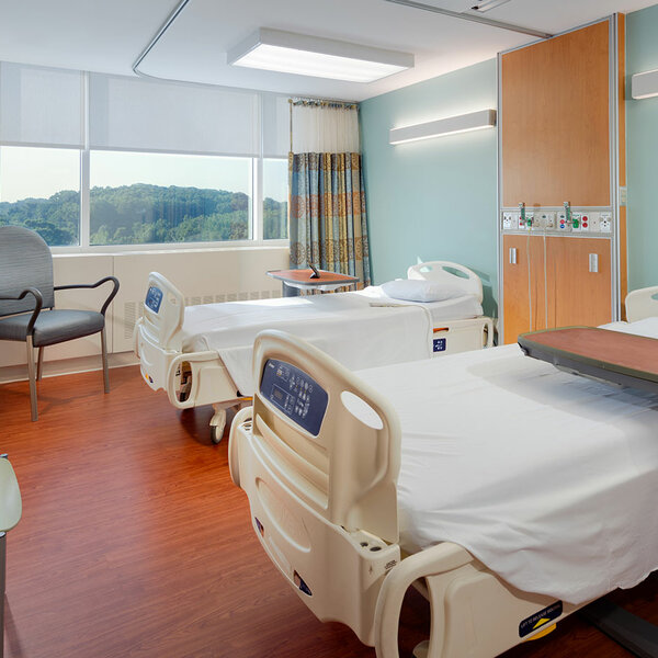 hospital room with two beds
