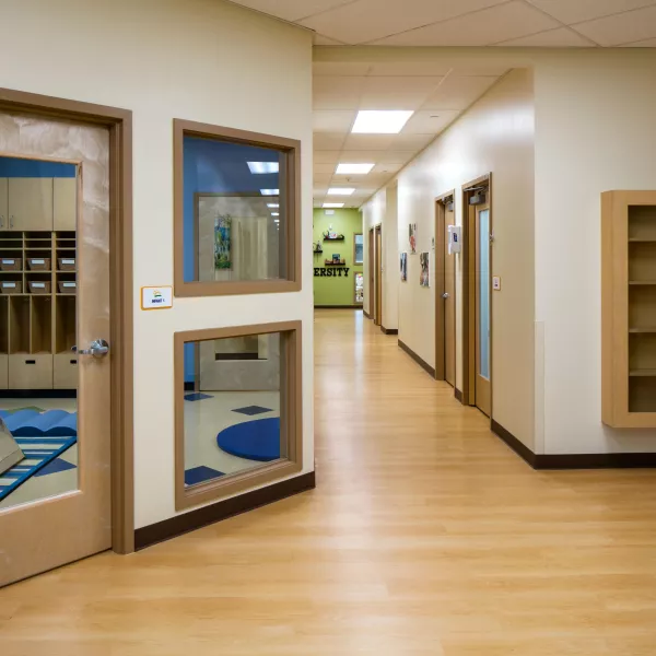 Hallway of child-care facility