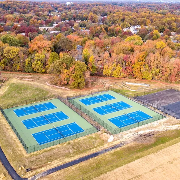 Overhead shot of tennis courts