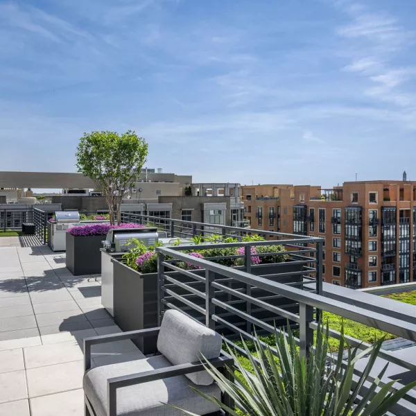 Rooftop terrace view from an apartment building