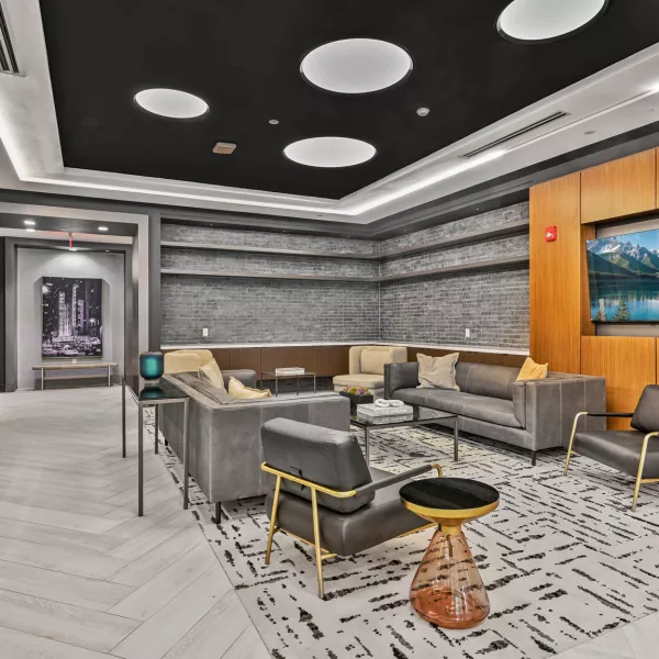 Ground floor lounge in an apartment building
