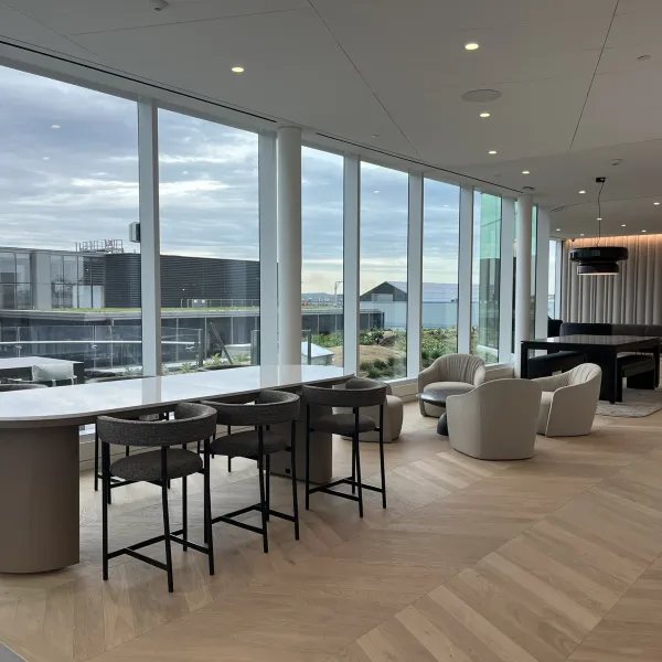 Communal area in penthouse of an office building