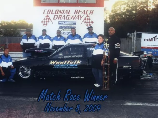 Spunky Woolfolk drag racing